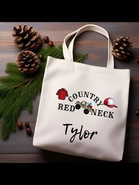 Country Redneck Personalized Tote - White